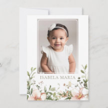 Blush pink and green flowers baptism photo