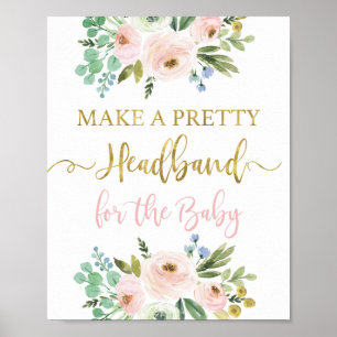 Blush pink and greenery headband sign
