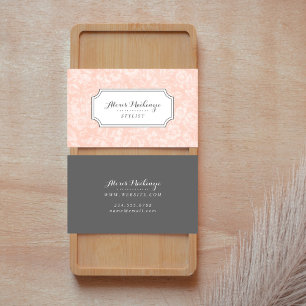 Blush Pink and Grey Vintage Floral Business Card