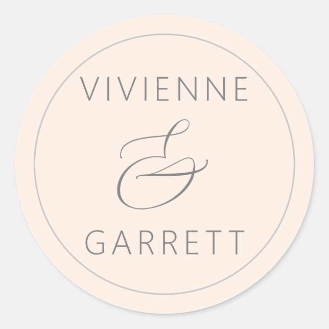 Blush Pink and Grey Wedding Envelope Seals (Front)