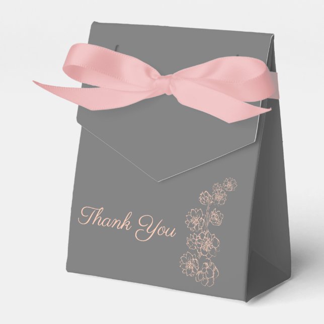 Blush Pink and Grey Wedding Favor Box (Front Side)
