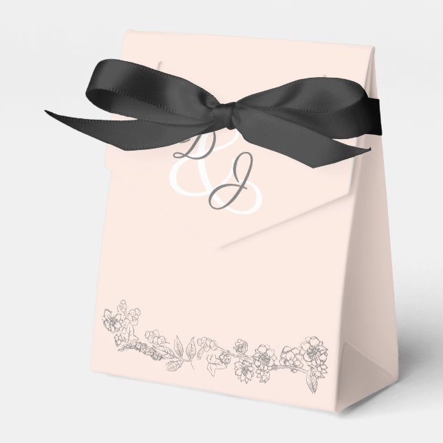 Blush Pink and Grey Wedding Favor Box (Front Side)