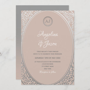 Blush Pink and Grey Wedding Invitation