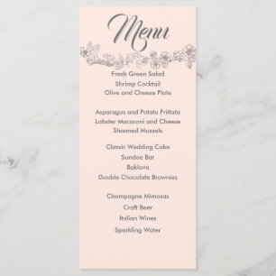 Blush Pink and Grey Wedding Menu
