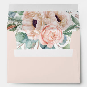 Blush Pink and Ivory Watercolor Floral Envelope
