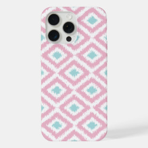 Blush Pink and Mint Diamond Ikat Pattern iPhone 15 Pro Max Case