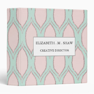blush pink and mint Modern Geometric Pattern Binder