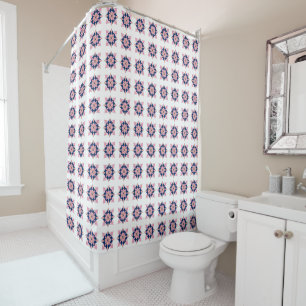 Blush Pink and Navy Geometric Floral Tiles