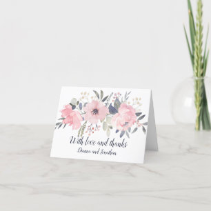 Blush Pink and Navy on White Thank You Card