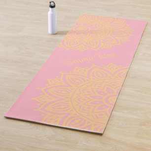 Blush Pink and Peach Mandala Flower Yoga Mat