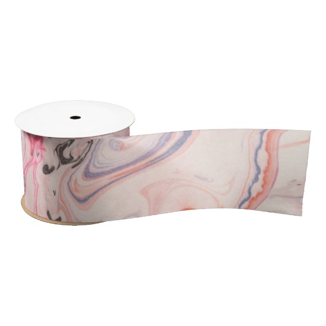 Blush Pink and Purple Marbling Satin Ribbon (Spool)