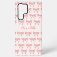 Blush pink and red striped bows coquette