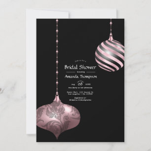 Blush Pink and Rose Gold Christmas Bridal Shower Invitation