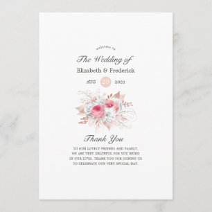 Blush Pink and Rose Gold Floral and Lace Wedding Program