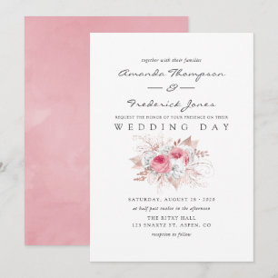 Blush Pink and Rose Gold Floral Wedding invitation