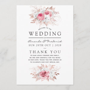 Blush Pink and Rose Gold Floral Wedding Program