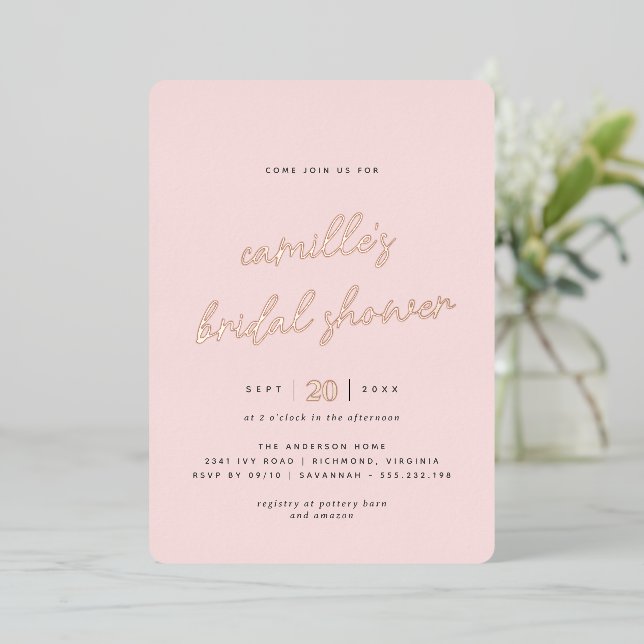 Blush Pink and Rose Gold | Simple Bridal Shower (Standing Front)
