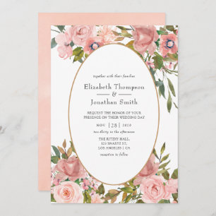 Blush Pink and Rose Gold Wedding Invitation