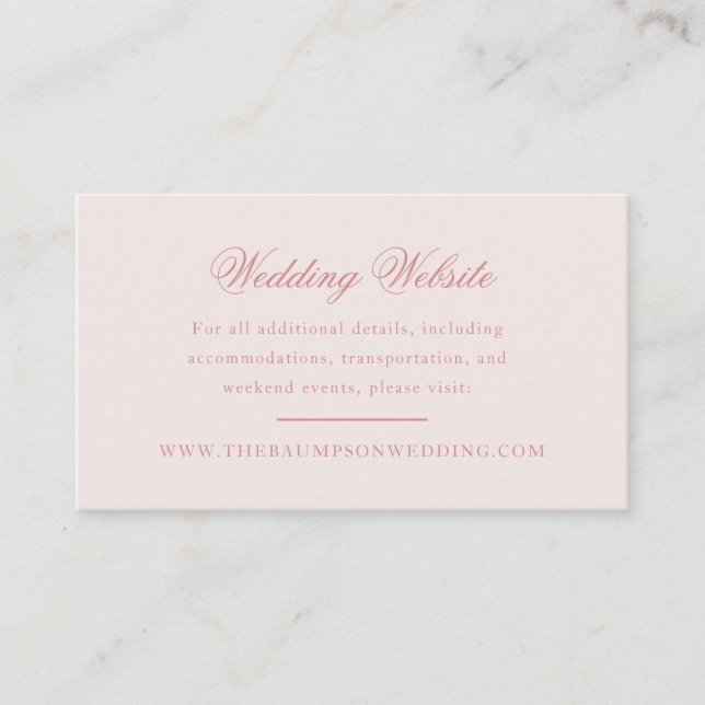 Blush Pink and Rose Simple Elegant Small Website Enclosure Card (Front)