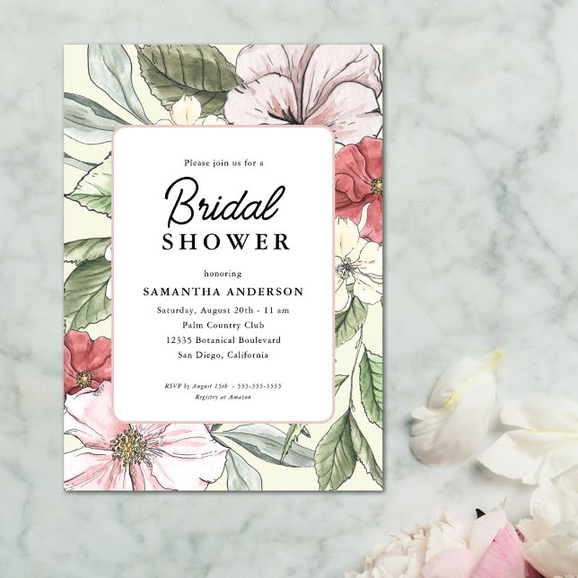 Blush Pink and Sage Fall Floral Bridal Shower Invitation (Creator Uploaded)
