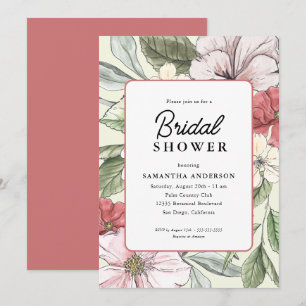 Blush Pink and Sage Fall Flowers Bridal Shower Invitation