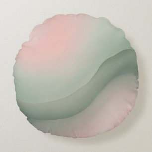 Blush pink and sage green (1) AI art Round Pillow