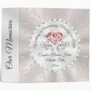 Blush Pink and Silver Personalized Wedding Album Binder