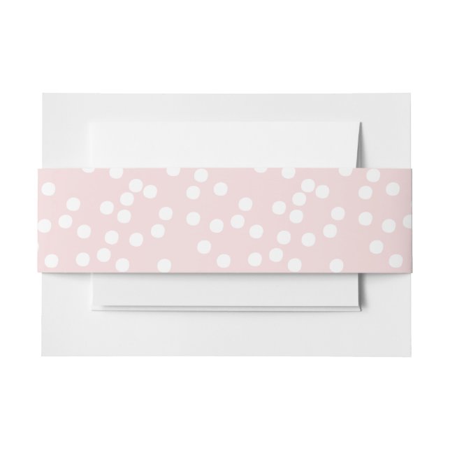Blush Pink and White Confetti / Polkadots  Invitation Belly Band (Front Example)