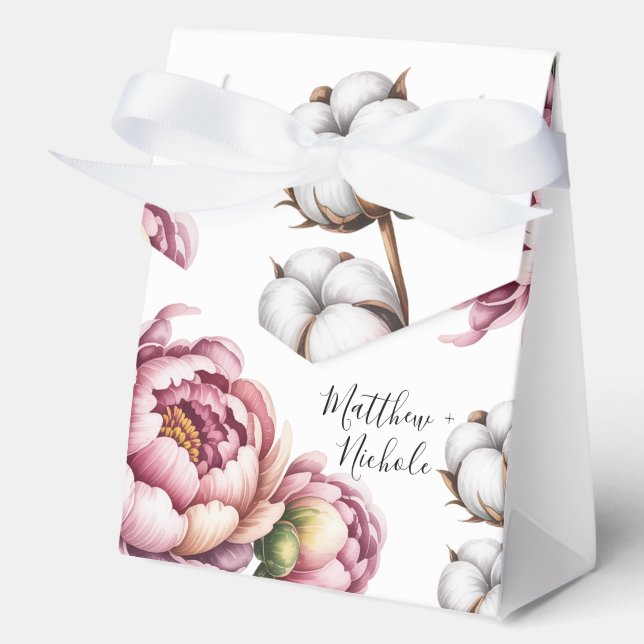 Blush Pink and White Cotton Wedding  Favor Box (Front)