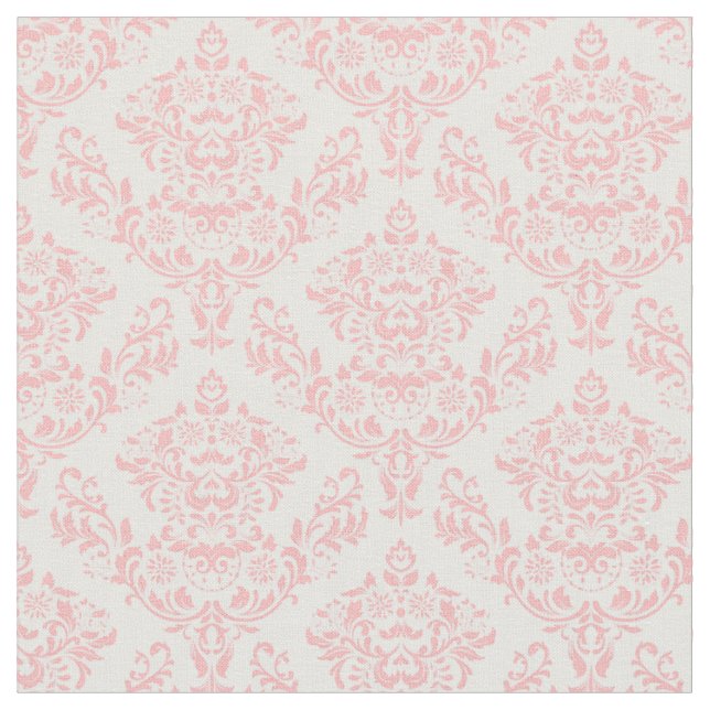 Blush Pink and White Damask Fabric (Close Up)