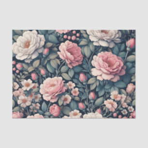 Blush Pink and White Floral Decoupage Tissue Paper