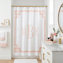 Blush Pink and White Greek Key | Monogrammed