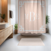 Blush Pink and White Greek Key | Monogrammed