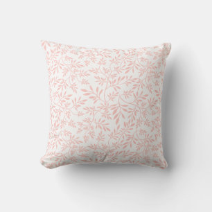 Blush pink and white leaves pattern throw pillow