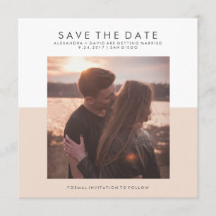 Blush Pink and White Minimal Save the Date Photo