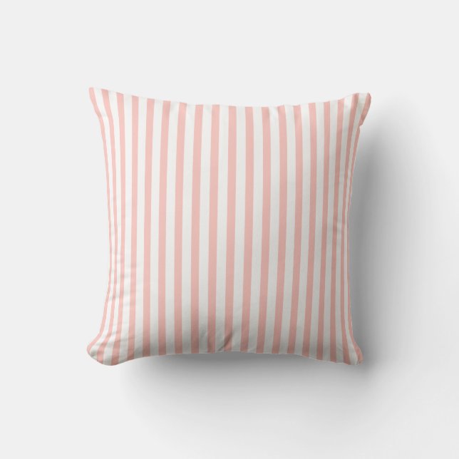 Blush pink and white striped pattern custom throw pillow (Front)