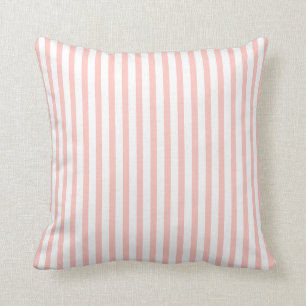 Blush pink and white striped pattern custom throw pillow