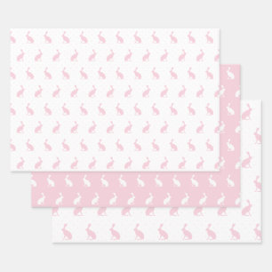 Blush Pink and White Upright Rabbits Pattern. Wrapping Paper Sheet
