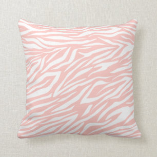 Blush pink and white zebra print pattern custom throw pillow