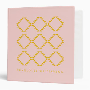 Blush Pink and Yellow Geometric Art Personalized Binder