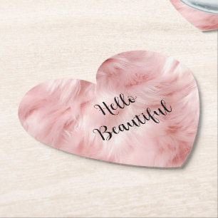 Blush Pink Animal Fur Paper Coaster