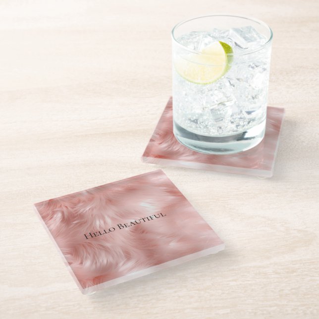 Blush Pink Animal Glass Coaster (Angled)