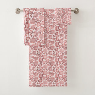 BLUSH PINK ANIMAL PRINT BATHROOM TOWEL SET