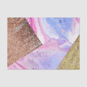 Blush Pink Aqua Blue Liquid Marble Glitter Geo Tissue Paper