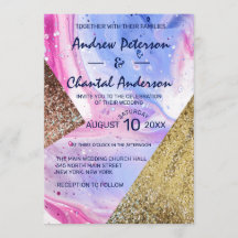 Blush Pink Aqua Blue Liquid Marble Glitter Wedding