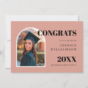 Blush Pink Arch Photo Congrats Graduation  Announcement