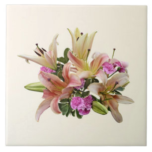 Blush Pink Asiatic Lilies and Carnations Tile