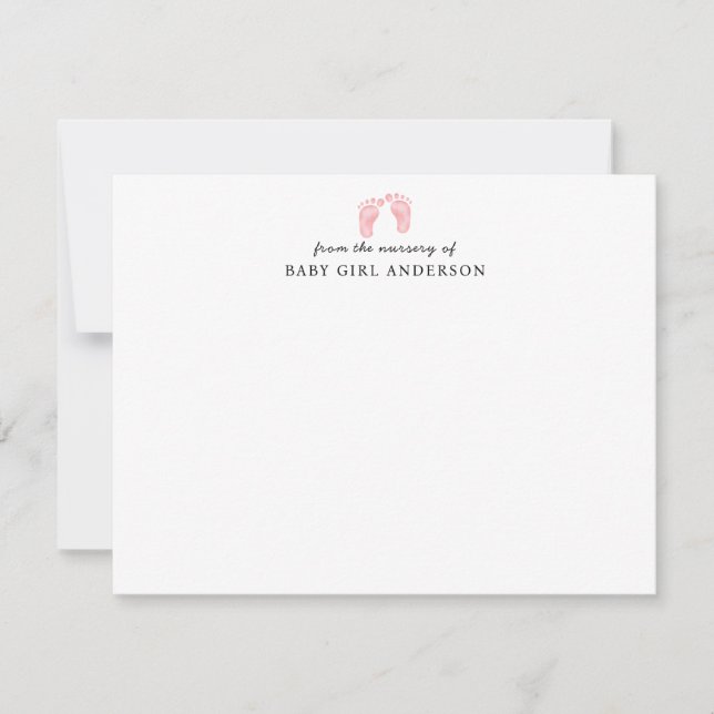 Blush Pink Baby Footprints New Mom Dad Nursery Card (Front)