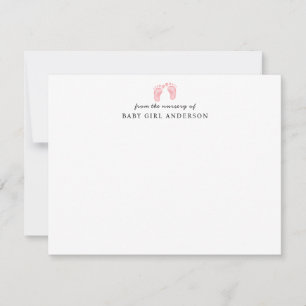 Blush Pink Baby Footprints New Mom Dad Nursery Card