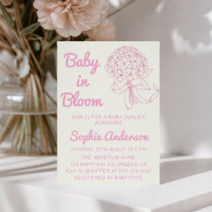 Blush Pink Baby in Bloom Floral Baby Shower Invitation